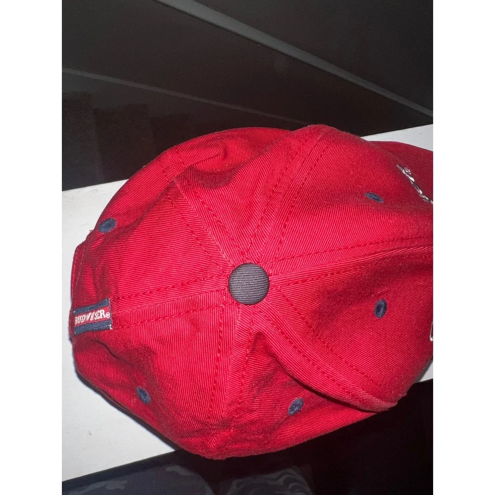Budweiser Red Baseball Cap The Game Adjustable Hat Vintage Style Script Logo